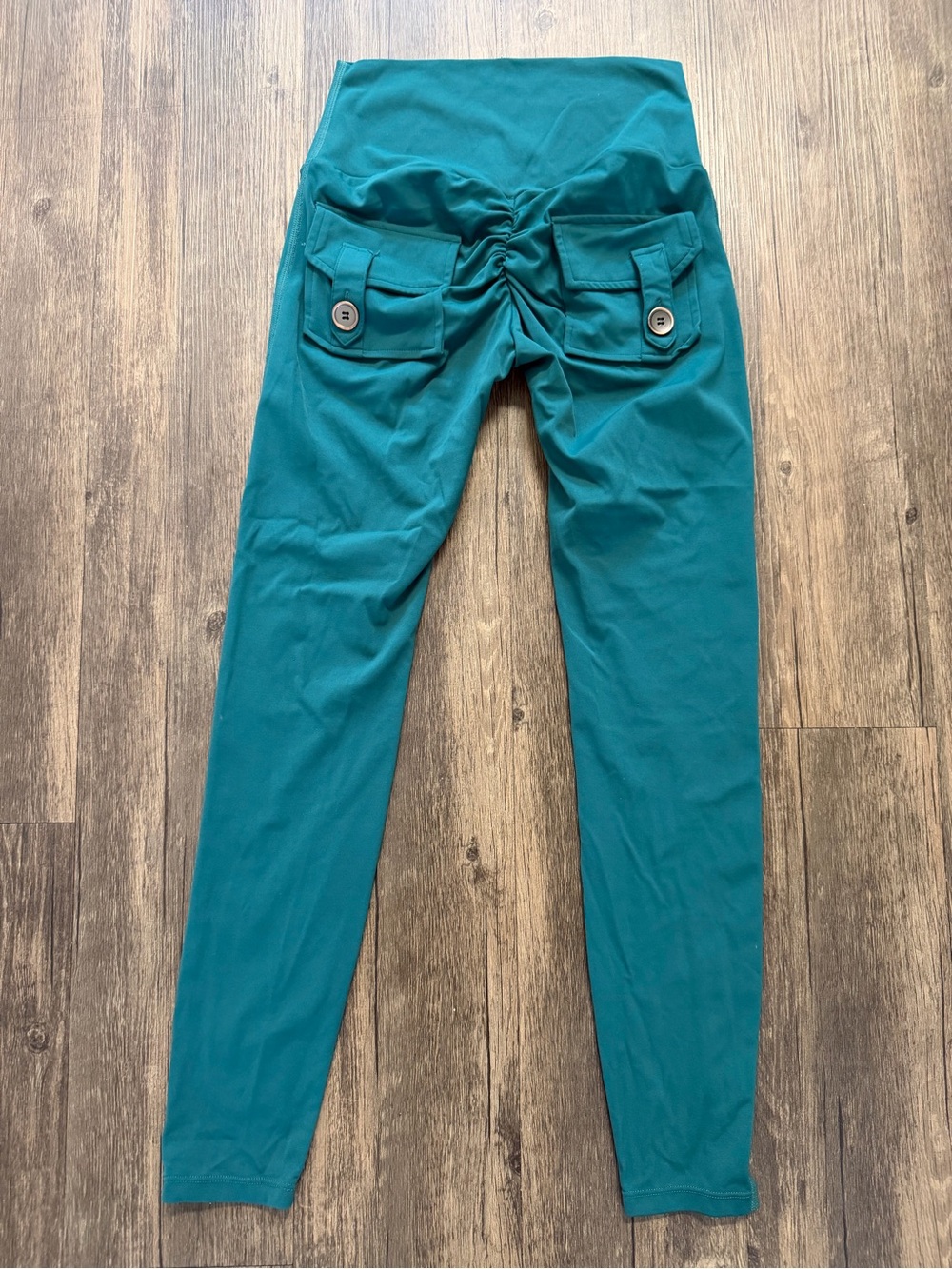 Activewear High-Waist Teal Scrunch Bootie Pocket Leggings Stretch Yoga Workout S - Picture 5 of 11